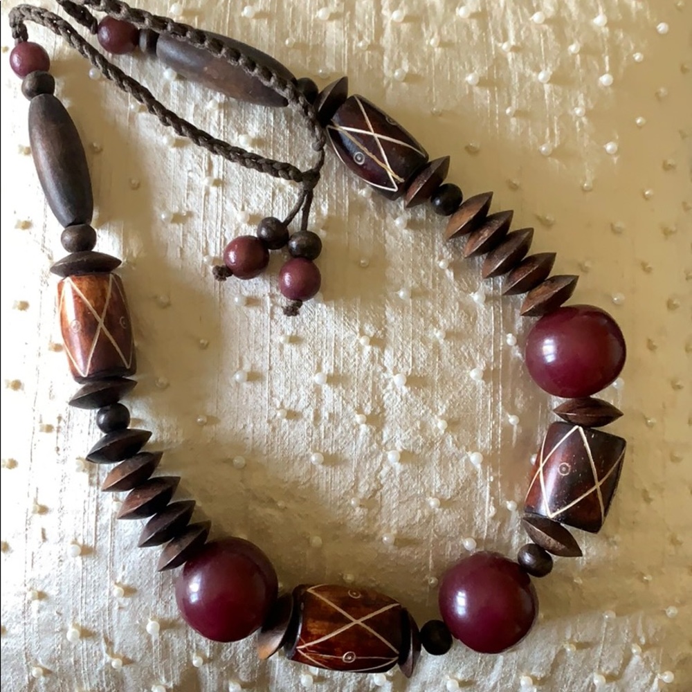 Beautiful wood tribal necklace